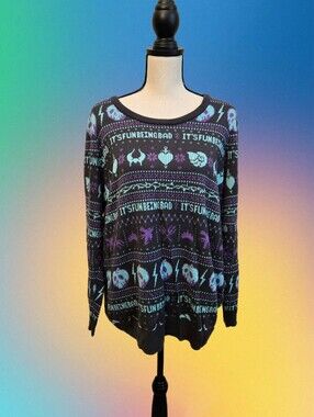 Disney Villians Women's Sweater Sz 2X Its Fun Being Bad Halloween Jack-O-Latern